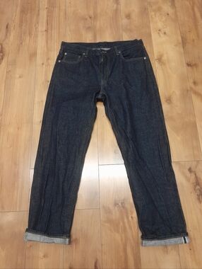 Uniqlo Kaihara Selvedge Denim Jeans Men’s 34X30 Dark Wash Slim Straight